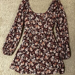 Altar'd State Floral Mini Dress - Black and Pink